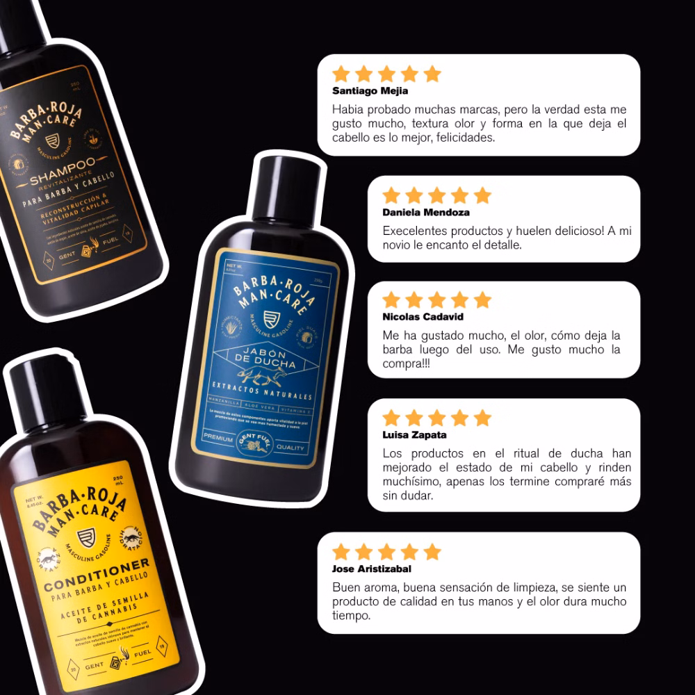 Kit Para Hombres Ritual de Ducha Barba Roja 250ml